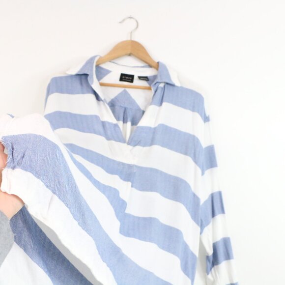 *Press Blue and White Long Sleeve Blouse - Picture 5 of 8